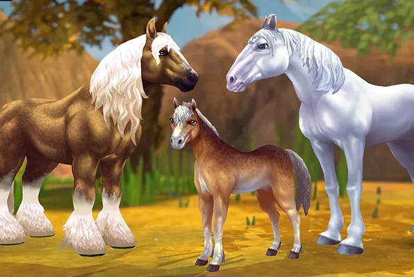 Plusieurs chevaux sauvages, dont un poulain, se tiennent ensemble dans un paysage naturel lumineux, illustrant la vie en liberté.